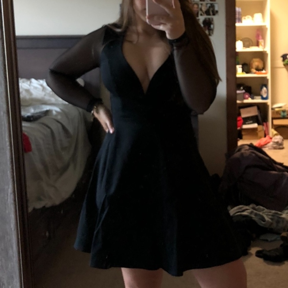 Lulus Black Long Sleeve Homecoming Dress - Picture 3 of 4